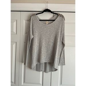 Day trip top with beaded shoulders